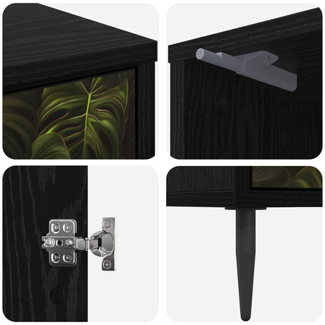 Wooden Bedside Cabinet 36cm Wide With 1 Door And Raised Feet - Elburg