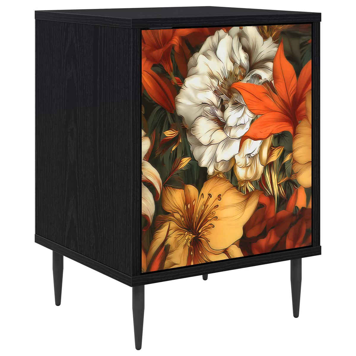 Wooden Bedside Cabinet 36cm Wide With 1 Door And Raised Feet - Gennep
