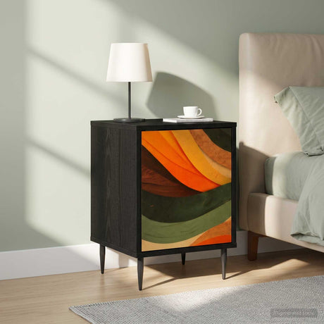 Wooden Bedside Cabinet 36cm Wide With 1 Door And Raised Feet in Set Of 2 - Bonn