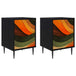 Wooden Bedside Cabinet 36cm Wide With 1 Door And Raised Feet in Set Of 2 - Bonn