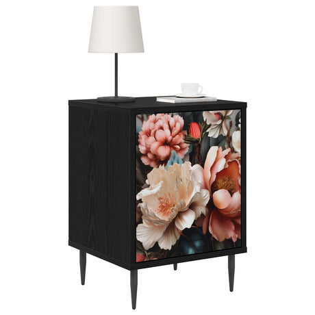 Wooden Bedside Cabinet 36cm Wide With 1 Door And Raised Feet in Set Of 2 - Borne
