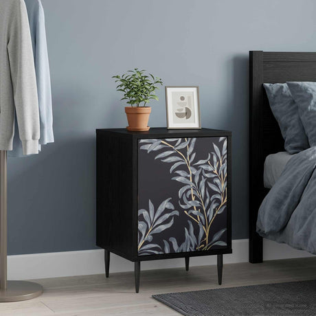 Wooden Bedside Cabinet 36cm Wide With 1 Door And Raised Feet in Set Of 2 - Dokkum
