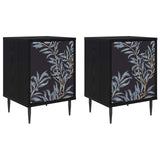 Wooden Bedside Cabinet 36cm Wide With 1 Door And Raised Feet in Set Of 2 - Dokkum