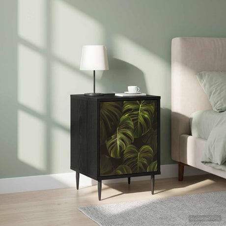 Wooden Bedside Cabinet 36cm Wide With 1 Door And Raised Feet in Set Of 2 - Elburg