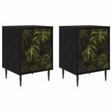 Wooden Bedside Cabinet 36cm Wide With 1 Door And Raised Feet in Set Of 2 - Elburg