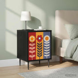 Wooden Bedside Cabinet 36cm Wide With 1 Door And Raised Feet in Set Of 2 - Essen