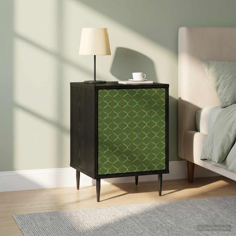 Wooden Bedside Cabinet 36cm Wide With 1 Door And Raised Feet in Set Of 2 - Geleen