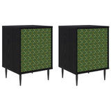 Wooden Bedside Cabinet 36cm Wide With 1 Door And Raised Feet in Set Of 2 - Geleen