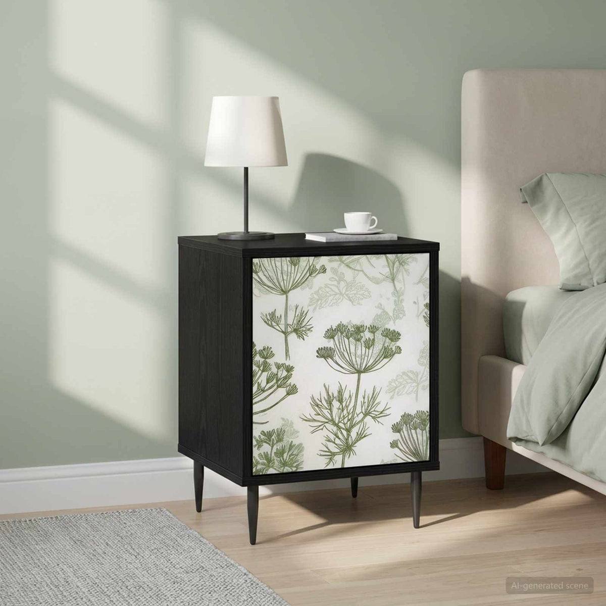 Wooden Bedside Cabinet 36cm Wide With 1 Door And Raised Feet in Set Of 2 - Gotha