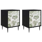 Wooden Bedside Cabinet 36cm Wide With 1 Door And Raised Feet in Set Of 2 - Gotha
