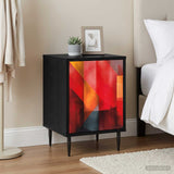 Wooden Bedside Cabinet 36cm Wide With 1 Door And Raised Feet in Set Of 2 - Heesch