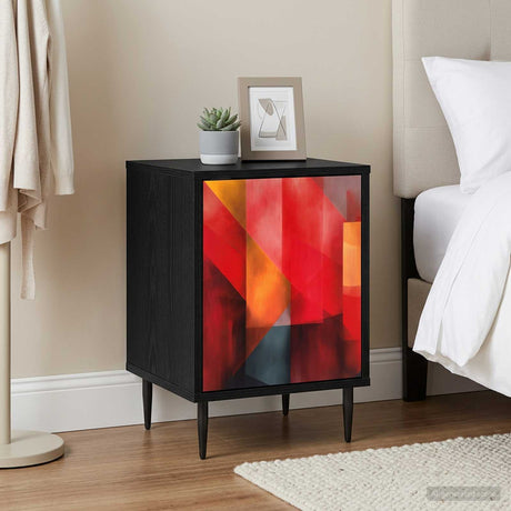 Wooden Bedside Cabinet 36cm Wide With 1 Door And Raised Feet in Set Of 2 - Heesch