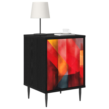 Wooden Bedside Cabinet 36cm Wide With 1 Door And Raised Feet in Set Of 2 - Heesch