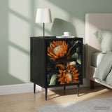 Wooden Bedside Cabinet 36cm Wide With 1 Door And Raised Feet in Set Of 2 - Lochem
