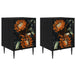 Wooden Bedside Cabinet 36cm Wide With 1 Door And Raised Feet in Set Of 2 - Lochem