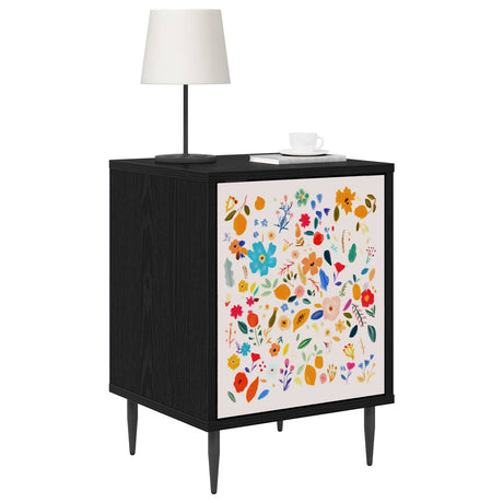 Wooden Bedside Cabinet 36cm Wide With 1 Door And Raised Feet in Set Of 2 - Mainz