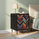 Wooden Bedside Cabinet 36cm Wide With 1 Door And Raised Feet in Set Of 2 - Ommen