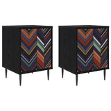 Wooden Bedside Cabinet 36cm Wide With 1 Door And Raised Feet in Set Of 2 - Ommen