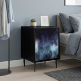 Wooden Bedside Cabinet 36cm Wide With 1 Door And Raised Feet in Set Of 2 - Raalte