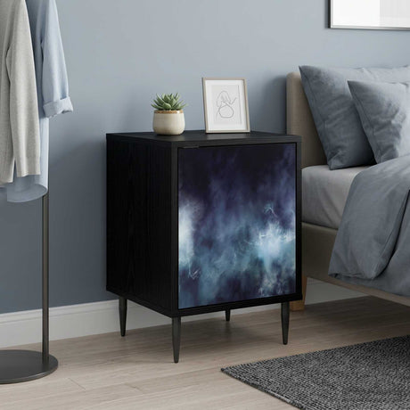 Wooden Bedside Cabinet 36cm Wide With 1 Door And Raised Feet in Set Of 2 - Raalte