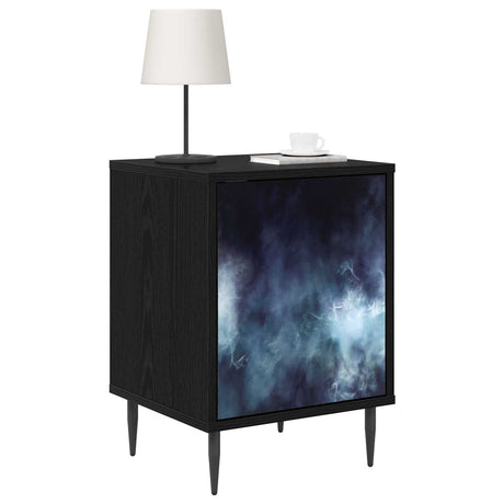 Wooden Bedside Cabinet 36cm Wide With 1 Door And Raised Feet in Set Of 2 - Raalte