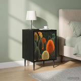 Wooden Bedside Cabinet 36cm Wide With 1 Door And Raised Feet in Set Of 2 - Zaandam
