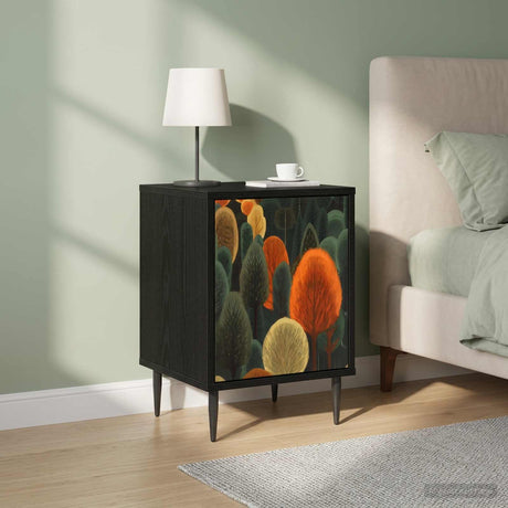 Wooden Bedside Cabinet 36cm Wide With 1 Door And Raised Feet in Set Of 2 - Zaandam