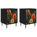 Wooden Bedside Cabinet 36cm Wide With 1 Door And Raised Feet in Set Of 2 - Zaandam