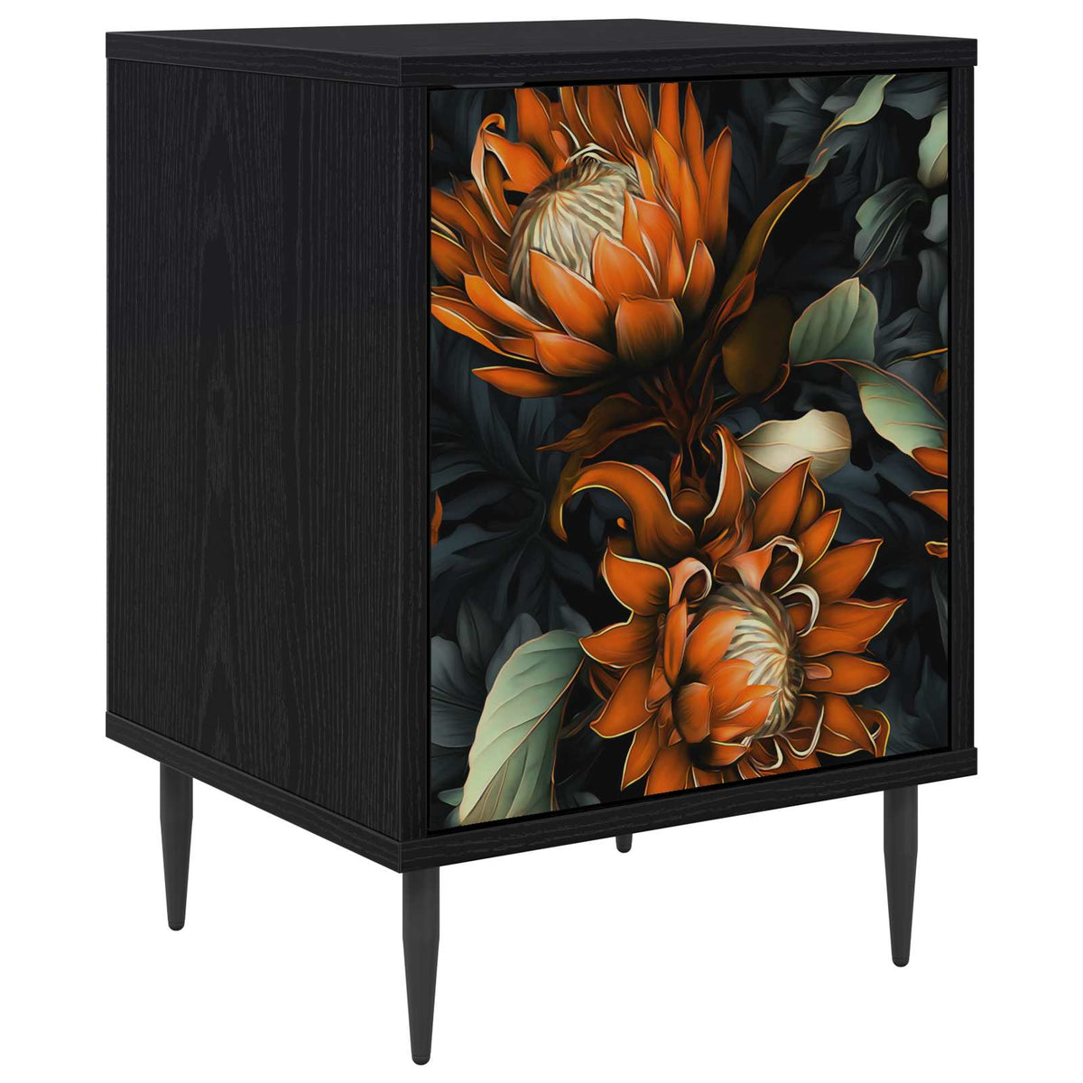 Wooden Bedside Cabinet 36cm Wide With 1 Door And Raised Feet - Lochem