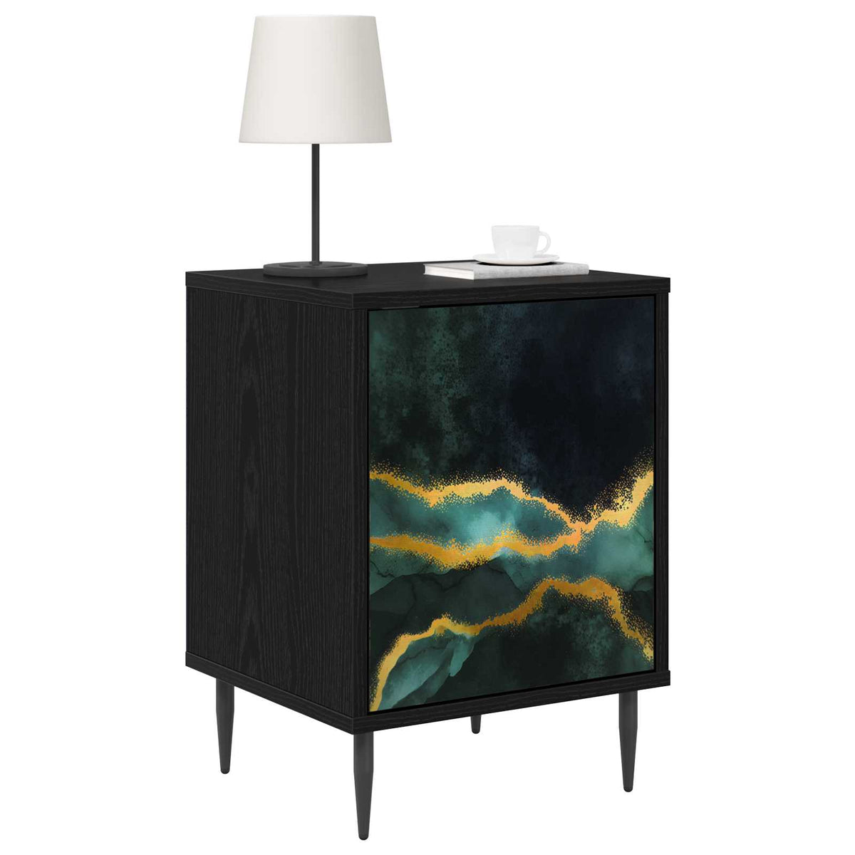 Wooden Bedside Cabinet 36cm Wide With 1 Door And Raised Feet - Wijhe