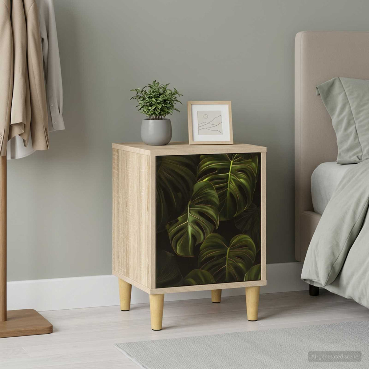 Wooden Bedside Cabinet 36cm Wide With 1 Door - Elburg
