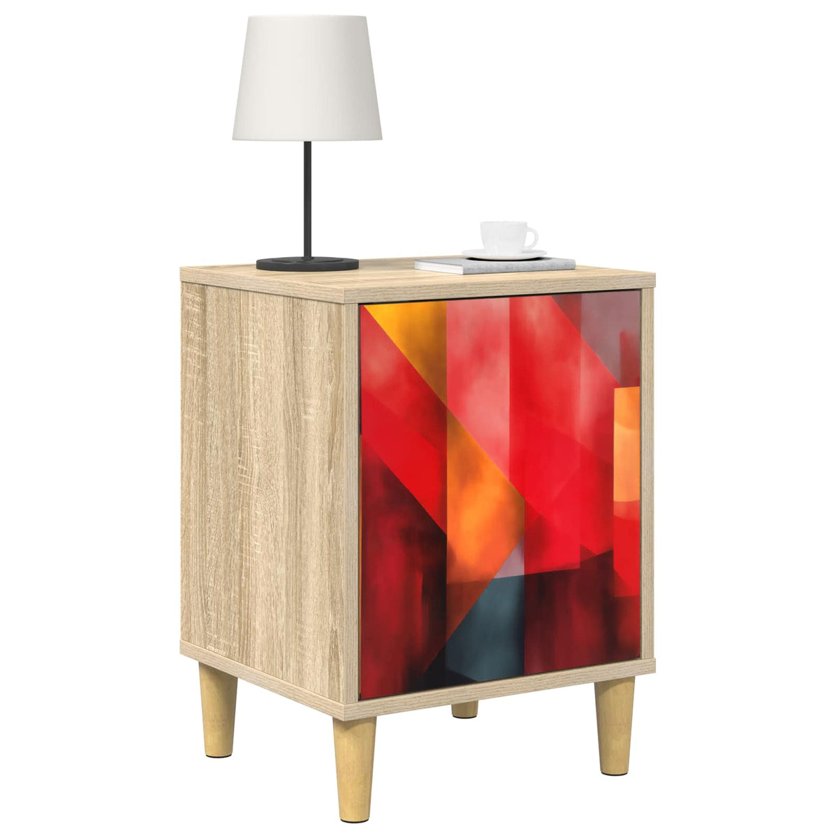 Wooden Bedside Cabinet 36cm Wide With 1 Door - Heesch
