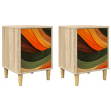 Wooden Bedside Cabinet 36cm Wide With 1 Door in Set Of 2 - Bonn
