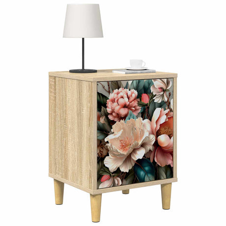 Wooden Bedside Cabinet 36cm Wide With 1 Door in Set Of 2 - Borne