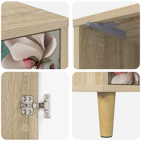 Wooden Bedside Cabinet 36cm Wide With 1 Door in Set Of 2 - Borne