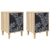 Wooden Bedside Cabinet 36cm Wide With 1 Door in Set Of 2 - Dokkum