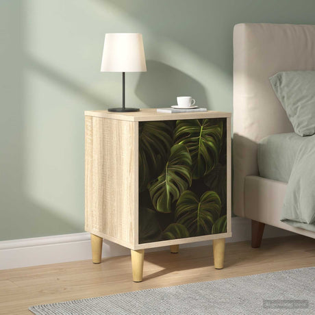 Wooden Bedside Cabinet 36cm Wide With 1 Door in Set Of 2 - Elburg