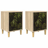 Wooden Bedside Cabinet 36cm Wide With 1 Door in Set Of 2 - Elburg