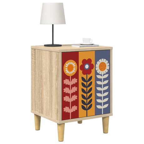 Wooden Bedside Cabinet 36cm Wide With 1 Door in Set Of 2 - Essen
