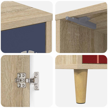 Wooden Bedside Cabinet 36cm Wide With 1 Door in Set Of 2 - Essen