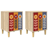 Wooden Bedside Cabinet 36cm Wide With 1 Door in Set Of 2 - Essen