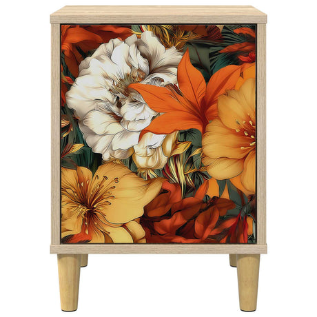 Wooden Bedside Cabinet 36cm Wide With 1 Door in Set Of 2 - Gennep