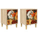 Wooden Bedside Cabinet 36cm Wide With 1 Door in Set Of 2 - Gennep