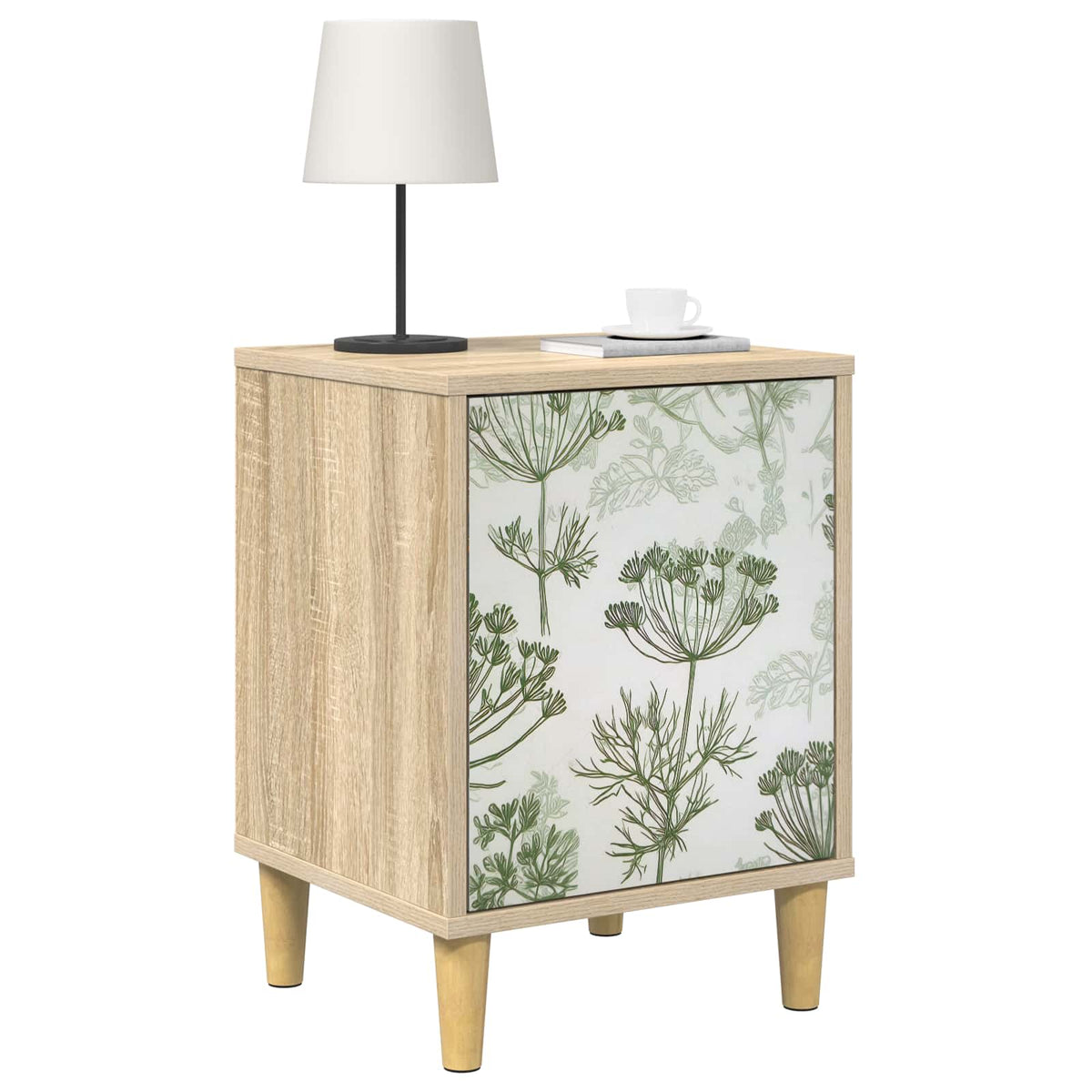 Wooden Bedside Cabinet 36cm Wide With 1 Door in Set Of 2 - Gotha