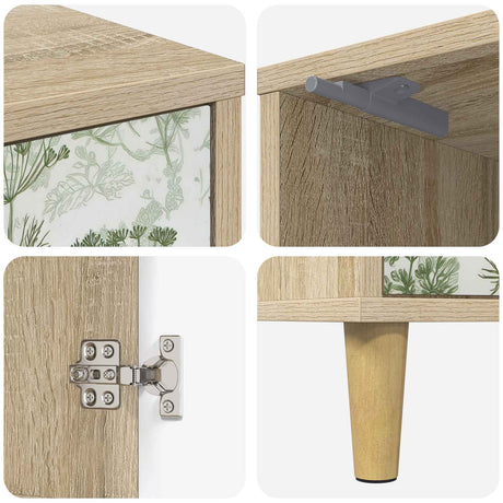 Wooden Bedside Cabinet 36cm Wide With 1 Door in Set Of 2 - Gotha