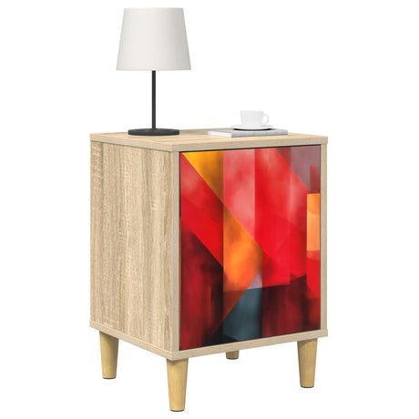 Wooden Bedside Cabinet 36cm Wide With 1 Door in Set Of 2 - Heesch