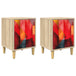 Wooden Bedside Cabinet 36cm Wide With 1 Door in Set Of 2 - Heesch