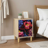 Wooden Bedside Cabinet 36cm Wide With 1 Door in Set Of 2 - Kiel