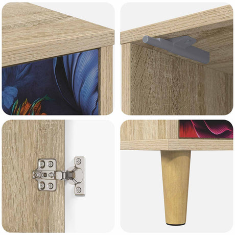 Wooden Bedside Cabinet 36cm Wide With 1 Door in Set Of 2 - Kiel