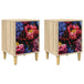 Wooden Bedside Cabinet 36cm Wide With 1 Door in Set Of 2 - Kiel